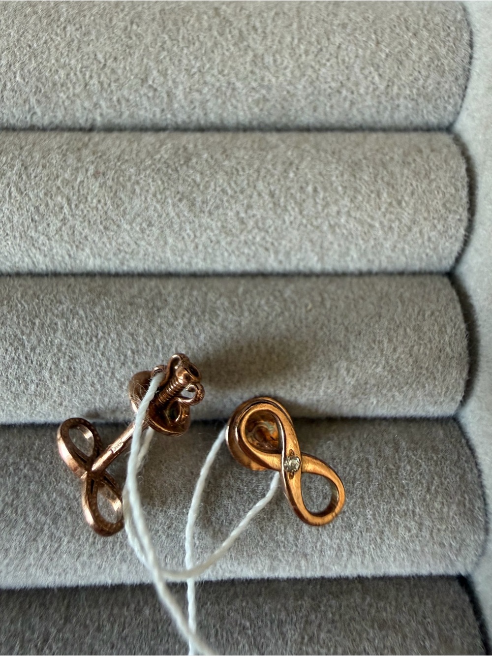 Gold plated sterling silver Infinity Stud Earrings with Sparkling Accent
